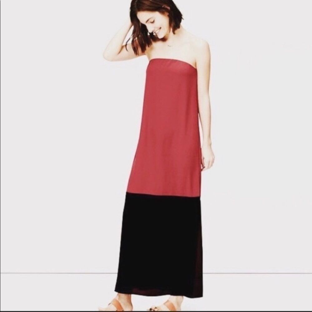Loft Strapless Color Block Dress w/ Shelf Bra